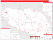 San Patricio County Wall Map Red Line Style